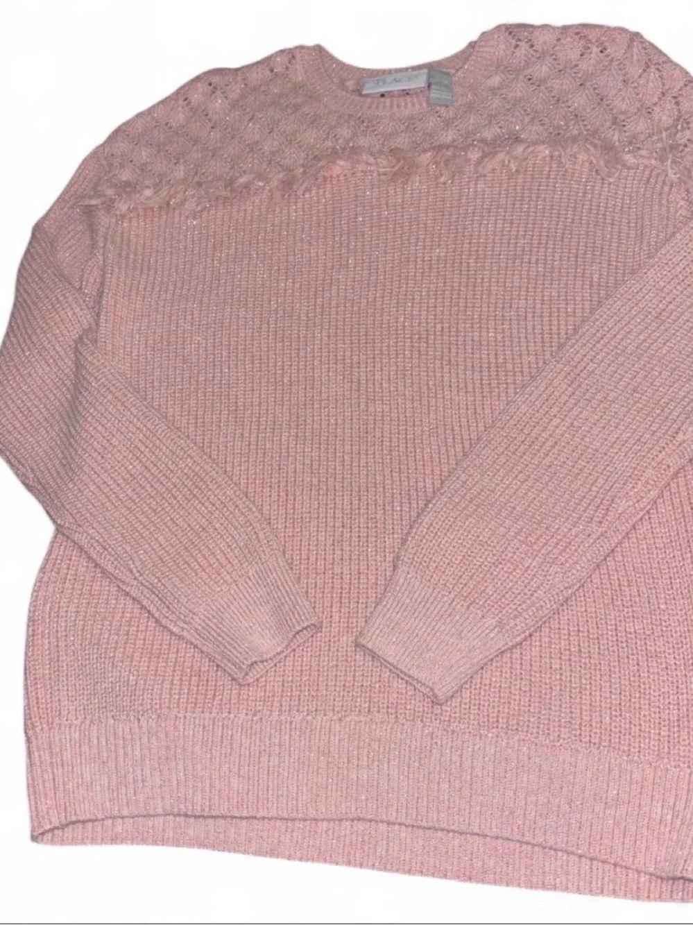 The Children's Place Light Pink Knit Sweater with Lace Yoke